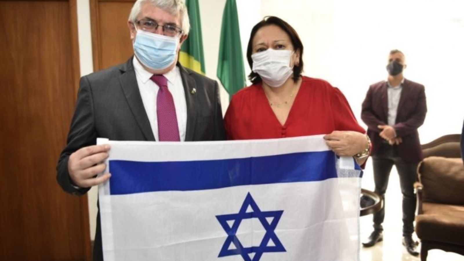 Encontro entre a governadora Fátima Bezerra e o embaixador de Israel, Shmulik Bass, no Rio Grande do Norte em 2021 | Foto: Elisa Elsie / ASSECOM-RN