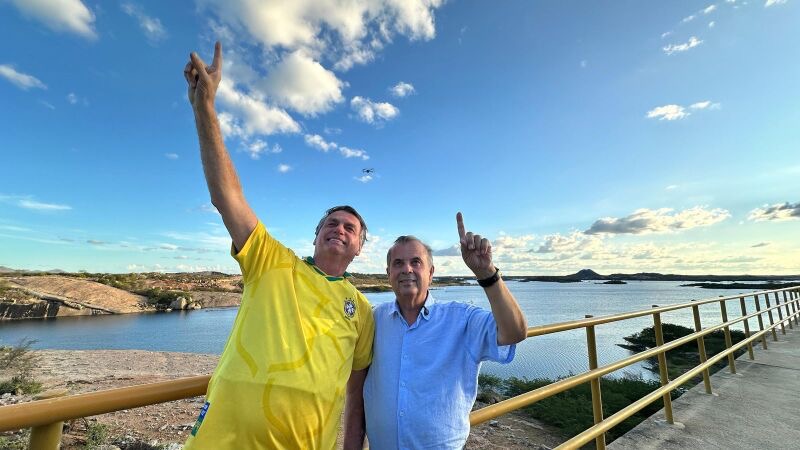 Jair Bolsonaro e Rogério Marinho na Barragem de Oiticica 2025 | Rota 22 RN | Foto: Divulgação