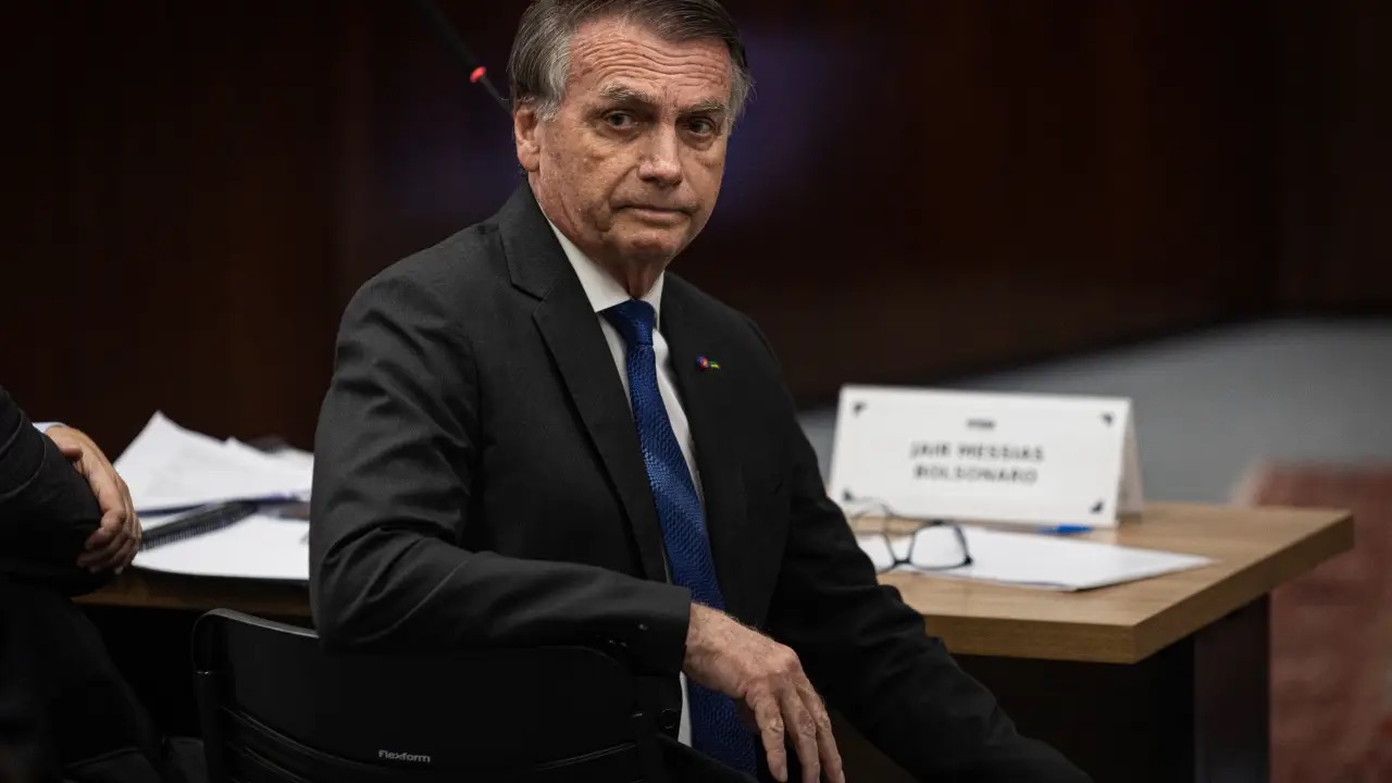 O ex-presidente Jair Bolsonaro, na Primeira Turma do Supremo Tribunal Federal | Foto: Arthur Menescal/Getty Images
