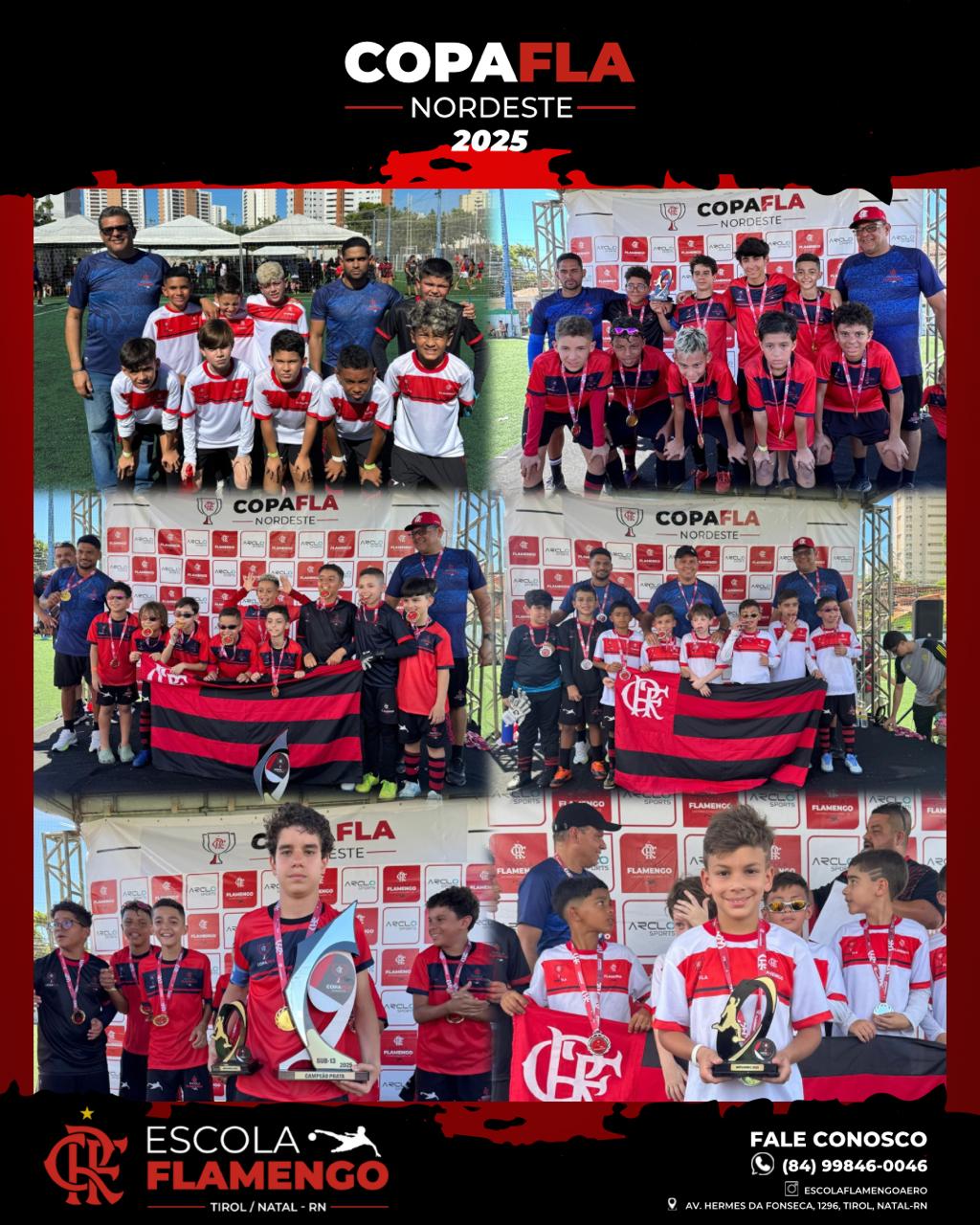 Escola Flamengo Aero Tirol brilha na Copa Fla Nordeste 2025 com títulos, artilharia e grande participação potiguar
