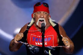 Hulk Hogan discursa em evento republicano nos EUA — Foto: Chip Sommodevilla/AFP