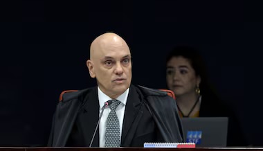 Alexandre de Moraes, relator da ação penal sobre tentativa de golpe, na sessão da Primeira Turma do STF Foto: Rosinei Coutinho/STF