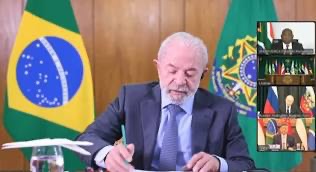 Lula em reunião virtual com BRICS | Foto: Reprodução