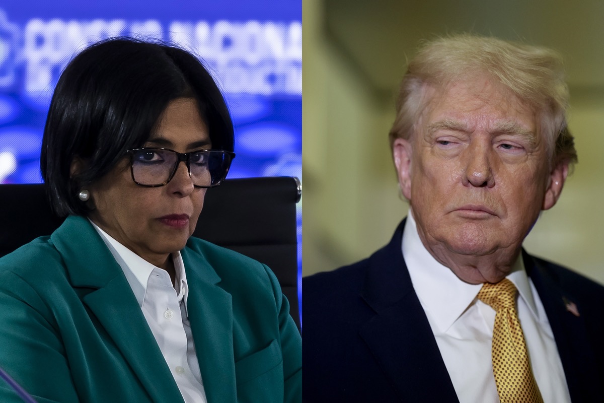 Delcy Rodríguez e Donald Trump | Carlos Becerra/Getty Images e Joe Raedle/Getty Images