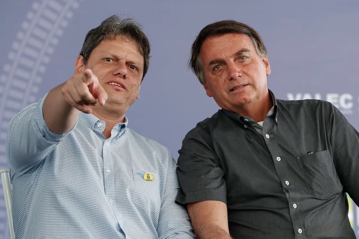 O governador de São Paulo, Tarcísio de Freitas (Republicanos) e o ex-presidente Jair Bolsonaro (PL)  • Alan Santos/PR (11.set.2020)