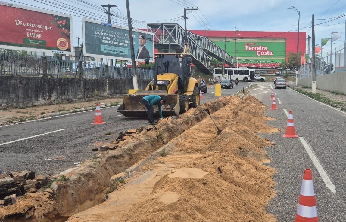 Obras na Av. da Integração em Natal | Crédito: Seinfra