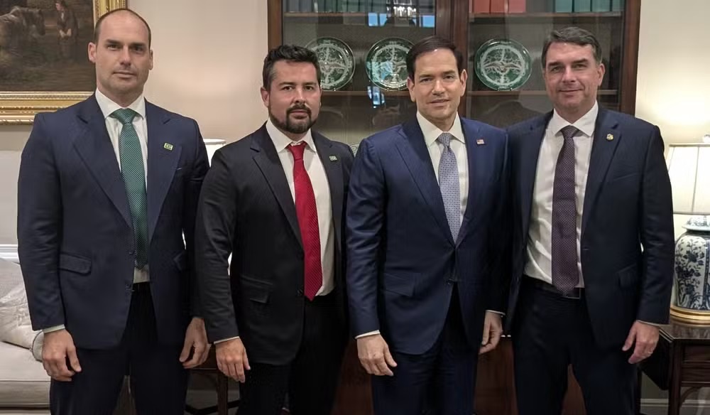 FLÁVIO BOLSONARO, MARCO RUBIO, EDUARDO BOLSONARO E PAULO FIGUEIREDO