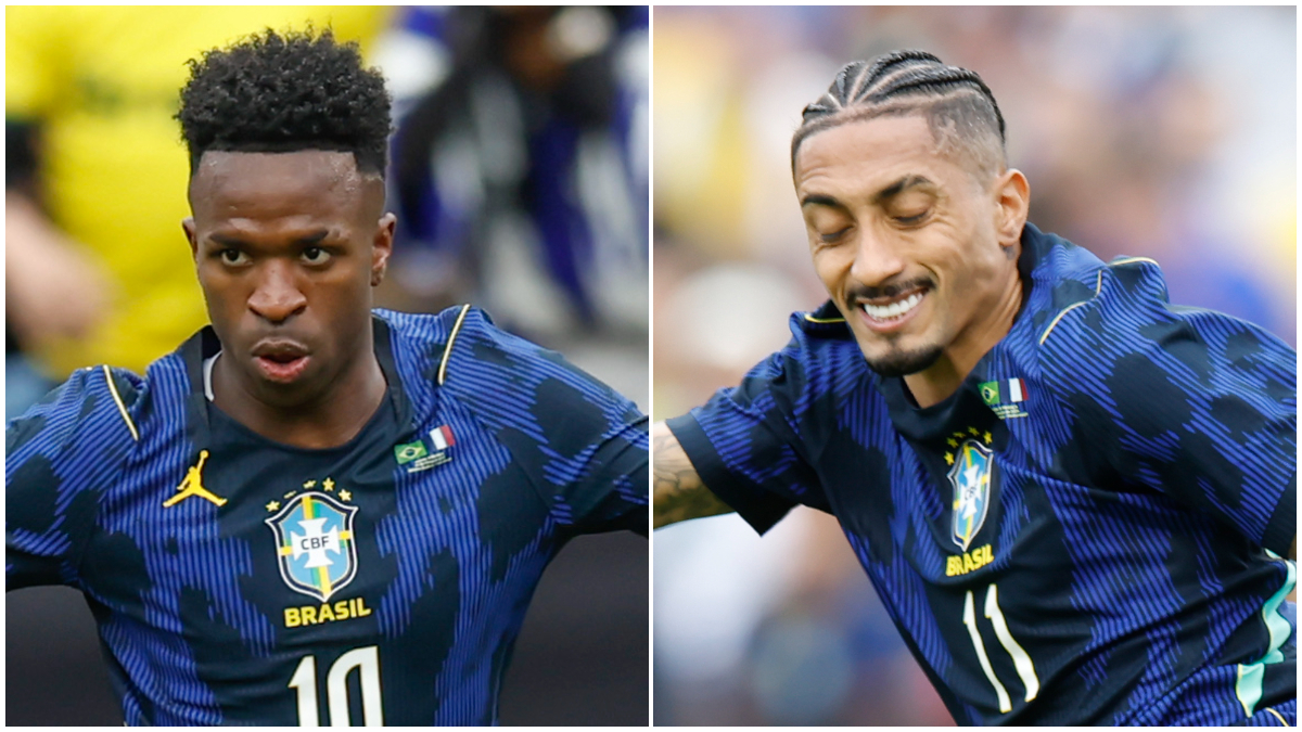 Vini Jr e Raphinha em ação durante Brasil x França - (foto: Rafael Ribeiro/CBF)