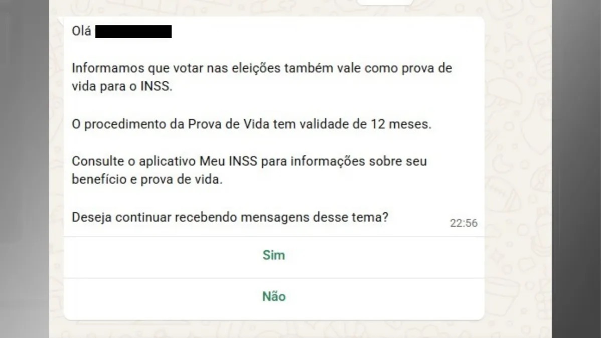 Mensagem enviada pelo governo  • Reprodução